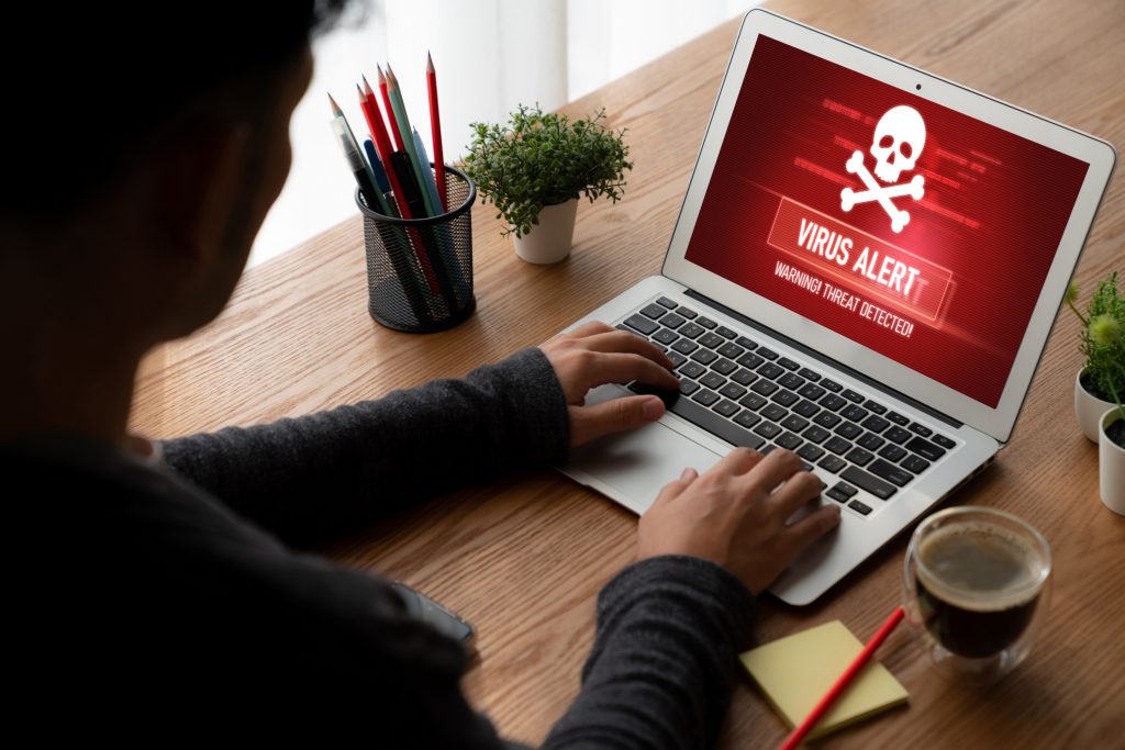 virus warning alert computer screen detected modish cyber threat